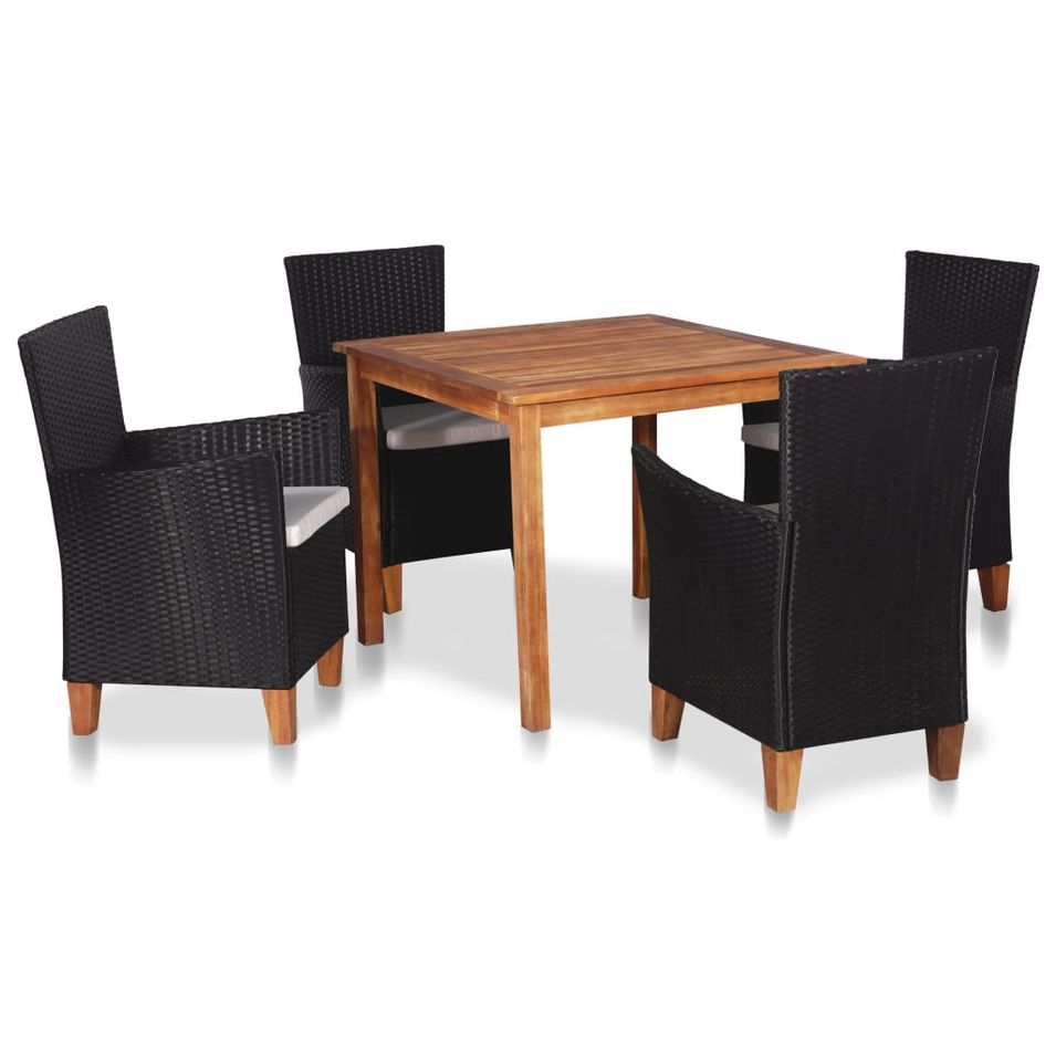 Mobilier à dîner de jardin 5 pcs Résine tressée Noir et marron - Photo n°1