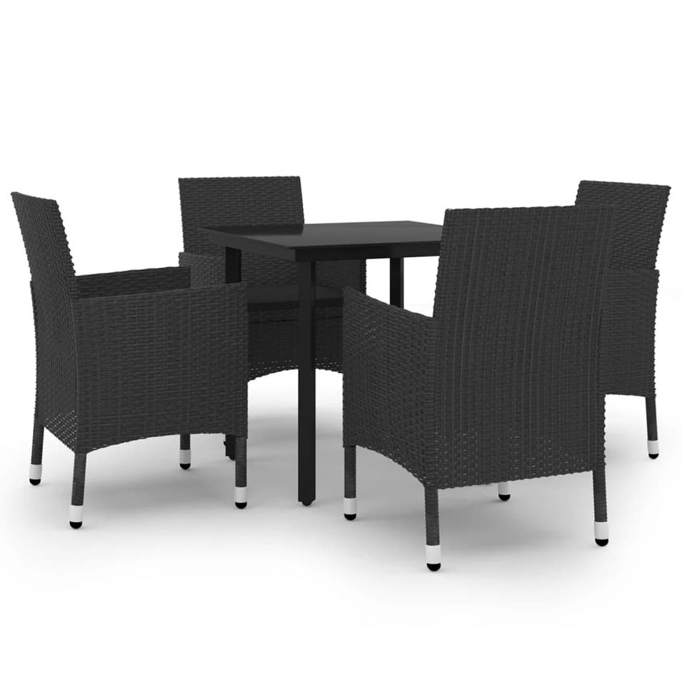 Mobilier à dîner de jardin coussins 5 pcs Résine tressée Verre 9 - Photo n°1