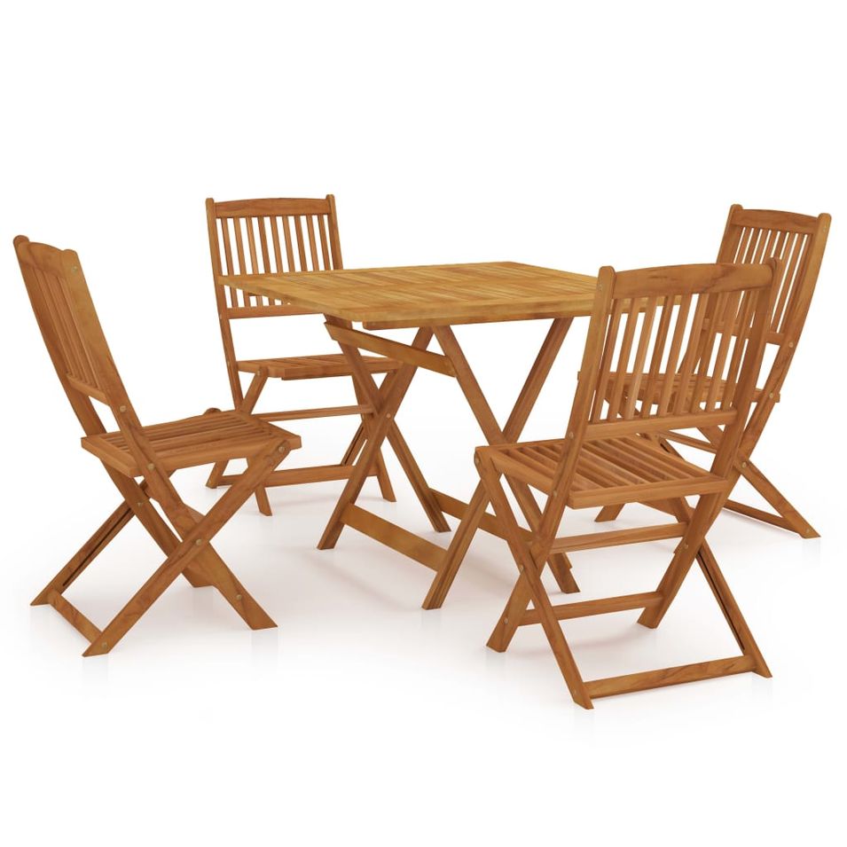 Mobilier à dîner de jardin pliable 5 pcs Bois d'acacia solide 6 - Photo n°1