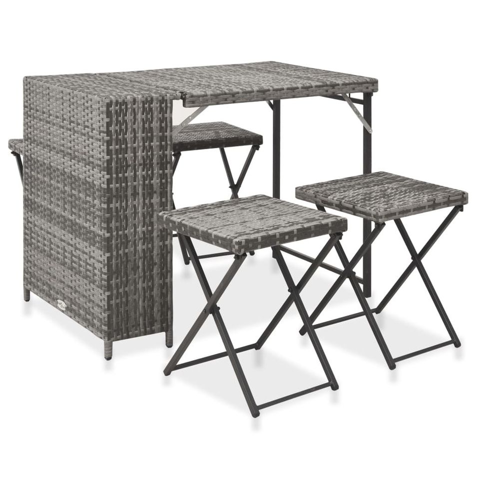Mobilier à dîner pliable d'extérieur 5 pcs Résine tressée Gris - Photo n°1