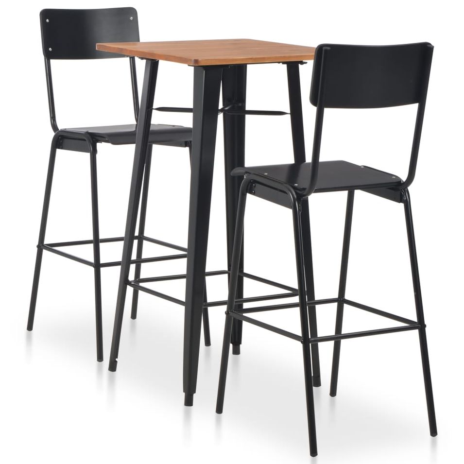 Mobilier de bar 3 pcs Acier Noir 3 - Photo n°1