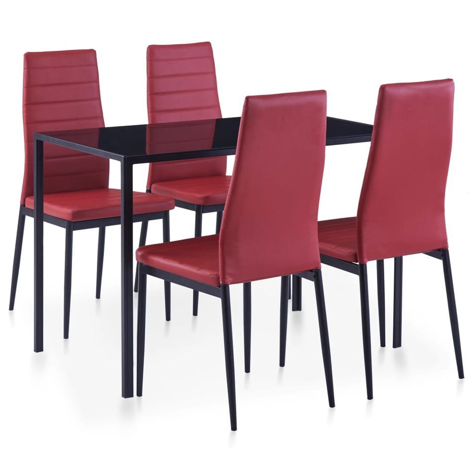 Mobilier de salle à manger 5 pcs Rouge bordeaux - Photo n°1