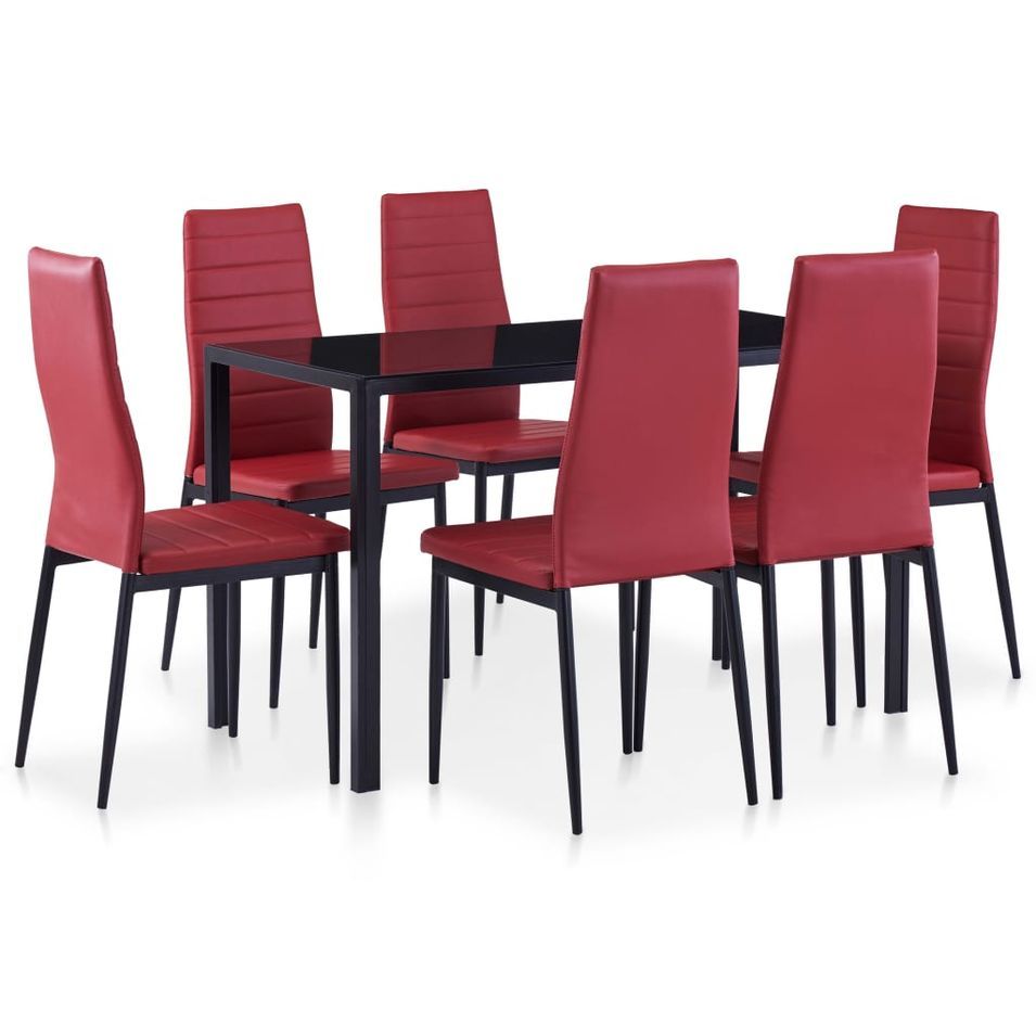 Mobilier de salle à manger 7 pcs Rouge bordeaux - Photo n°1