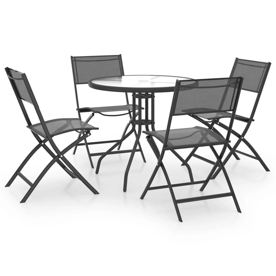 Mobilier de salle à manger d'extérieur 5 pcs Acier 3 - Photo n°1