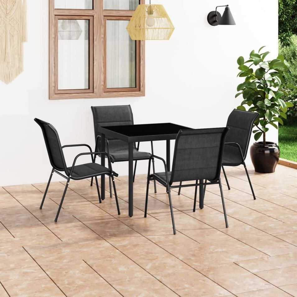 Mobilier de salle à manger d'extérieur 5 pcs Acier Noir 2 - Photo n°1
