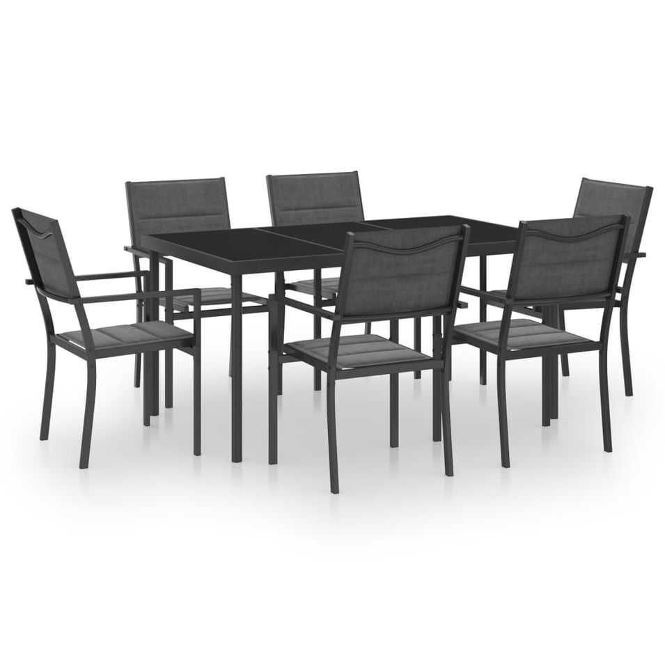 Mobilier de salle à manger d'extérieur 7 pcs Acier 4 - Photo n°1