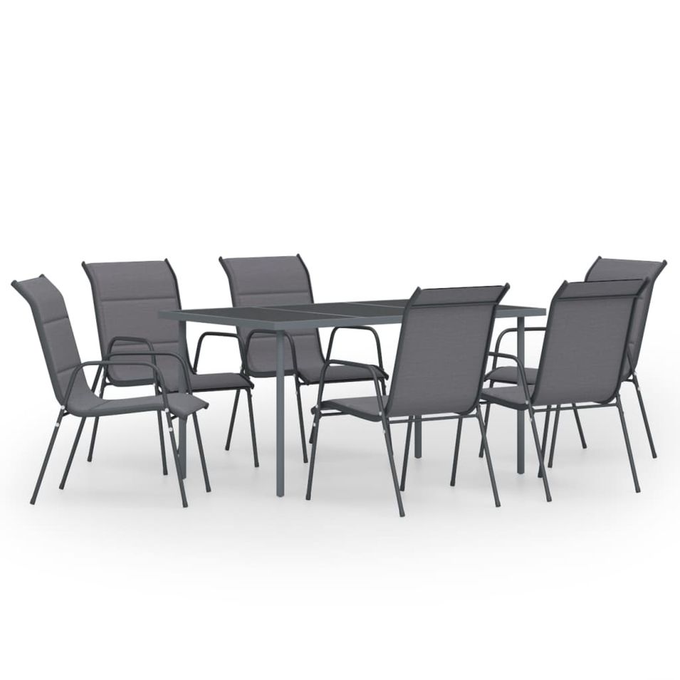 Mobilier de salle à manger d'extérieur 7 pcs Acier Anthracite - Photo n°1