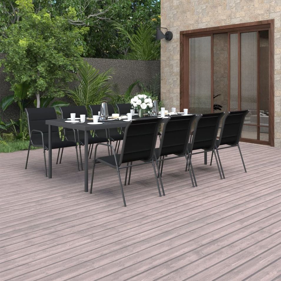 Mobilier de salle à manger d'extérieur 9 pcs Acier 6 - Photo n°1
