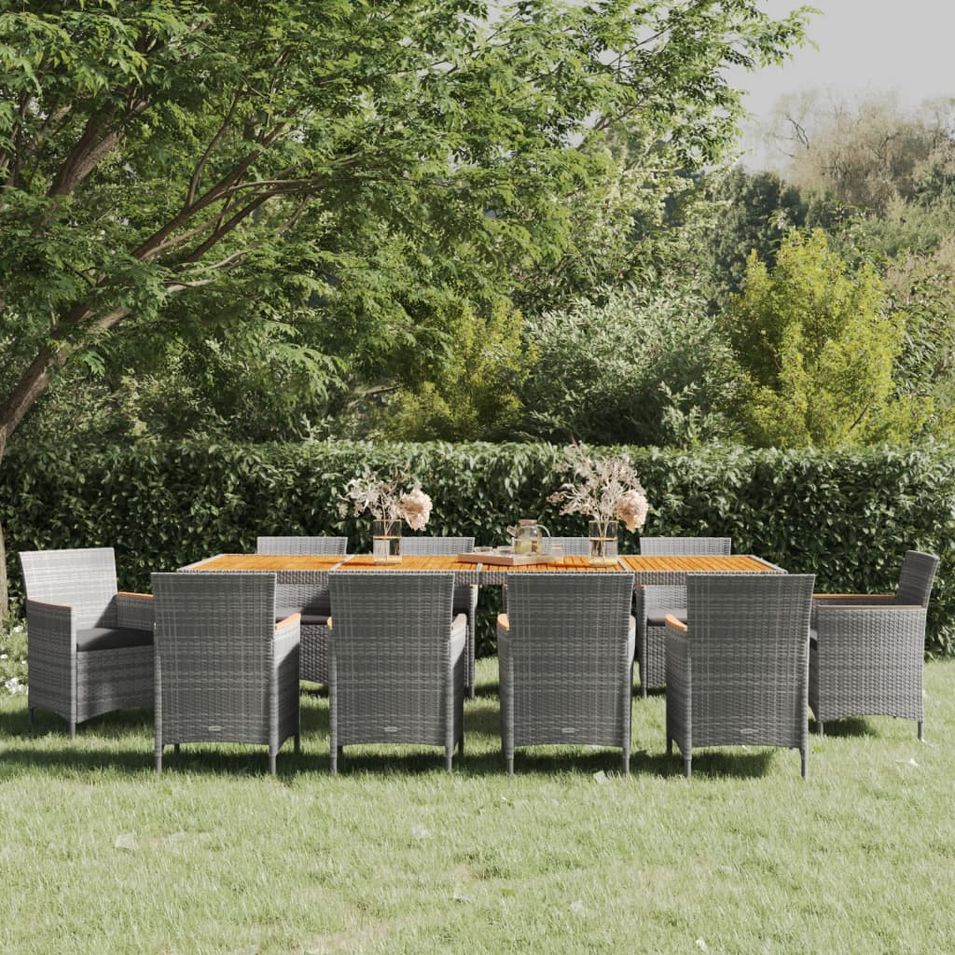 Mobilier de salle à manger de jardin 11 pcs Gris Résine tressée - Photo n°1