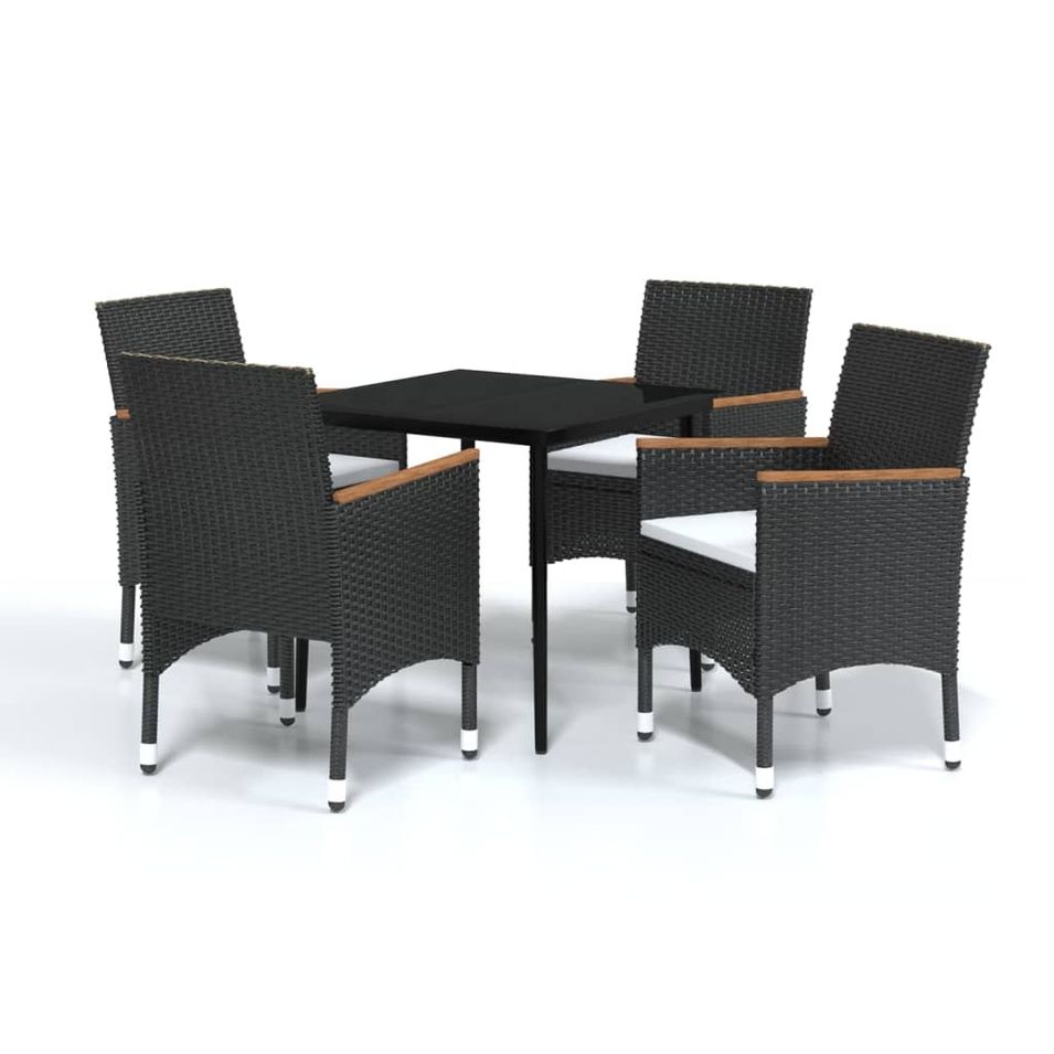 Mobilier de salle à manger de jardin 5 pcs avec coussins Noir - Photo n°1