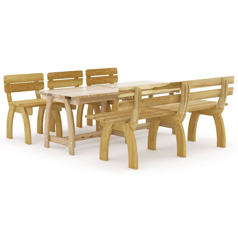 Mobilier de salle à manger de jardin 5 pcs Bois de pin imprégné 3 - Photo n°1