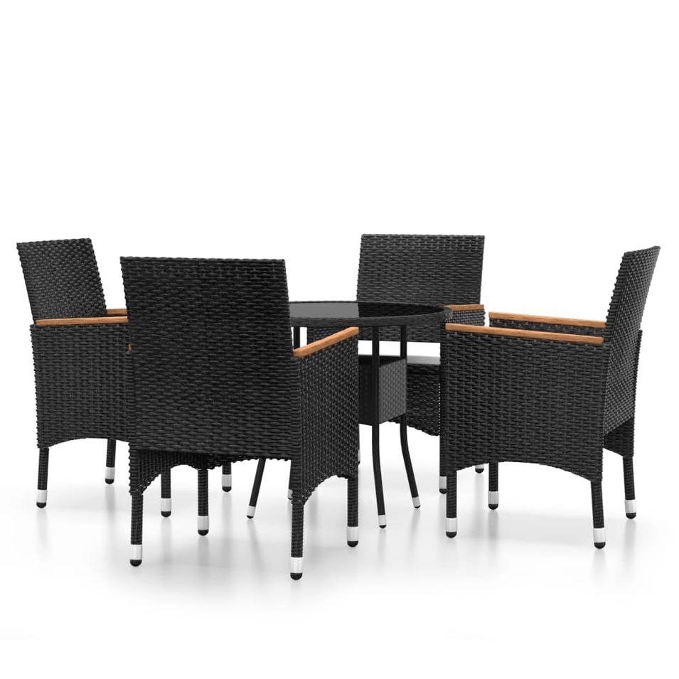 Mobilier de salle à manger de jardin 5 pcs Résine tressée Noir - Photo n°1