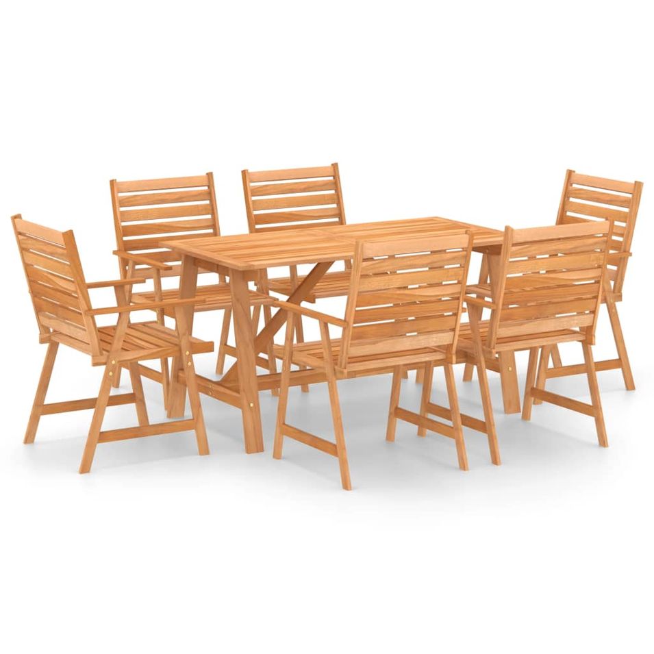 Mobilier de salle à manger de jardin 7 pcs Bois d'acacia solide 2 - Photo n°1