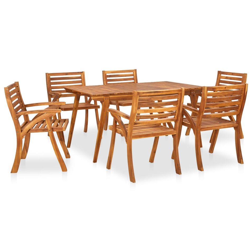 Mobilier de salle à manger de jardin 7 pcs Bois d'acacia solide - Photo n°1