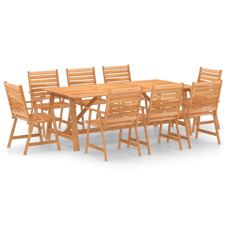 Mobilier de salle à manger de jardin 9 pcs Bois d'acacia solide 4 - Photo n°1