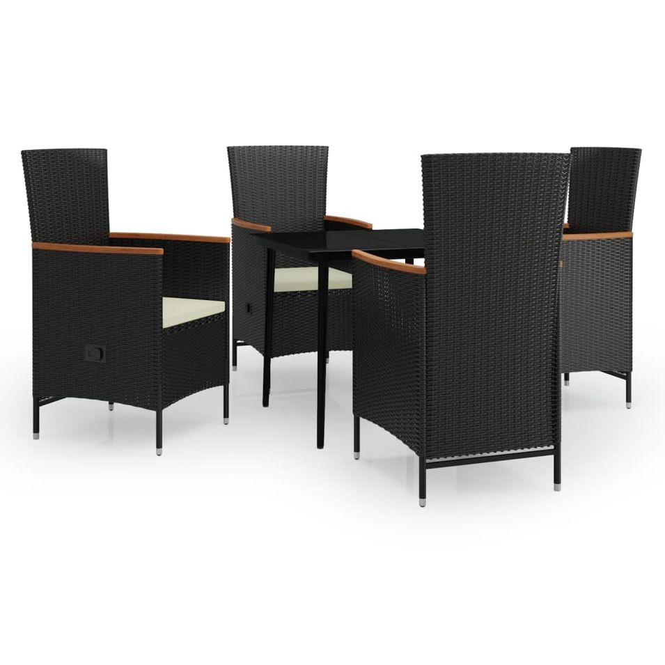Mobilier de salle à manger de jardin avec coussins 5 pcs Noir 2 - Photo n°1