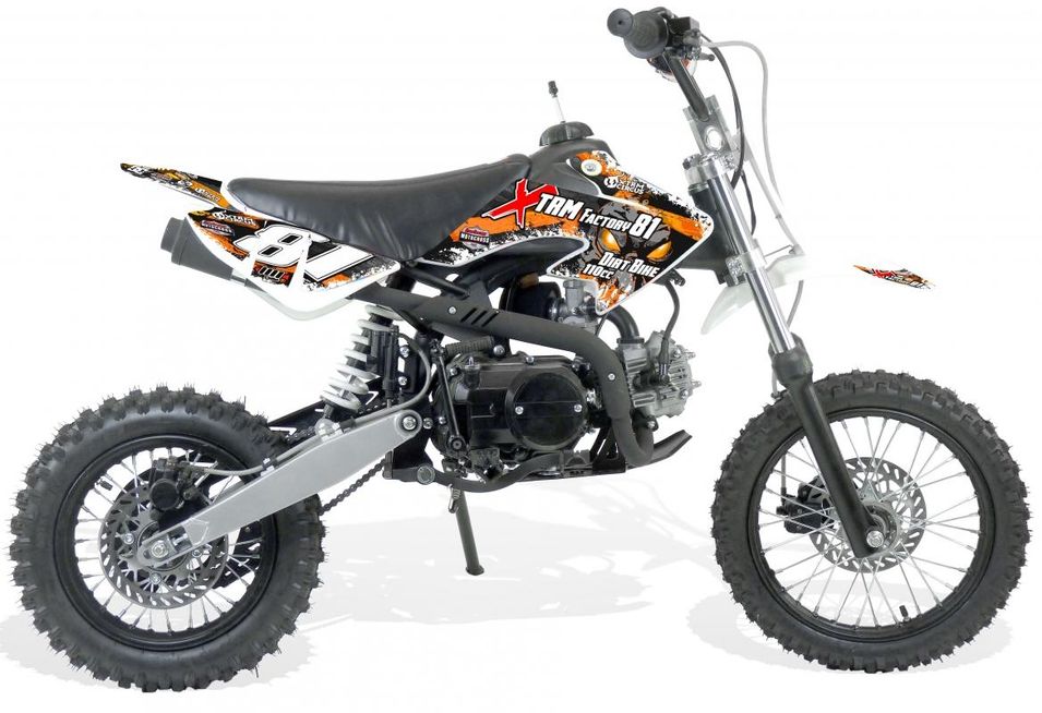 Moto cross 110cc Sport 14/12 boite mécanique Kick starter orange - Photo n°1