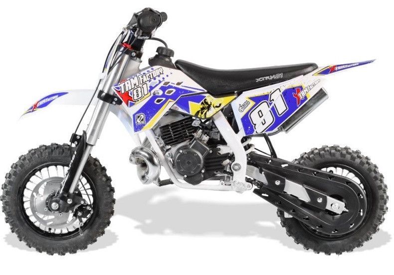 Moto cross 50cc 2T jaune bleu 3.5 cv Falko 10/10 - Photo n°1