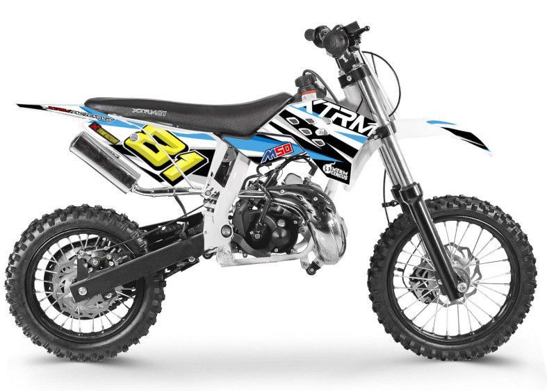 Moto cross 50cc Racing 14/12 3.5cv automatique Kick starter bleu - Photo n°1