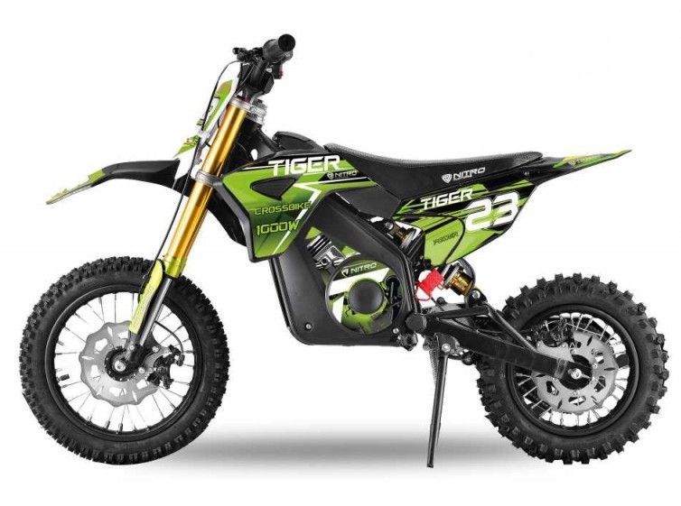 Moto électrique enfant 1000W 36V vert Tigre 12/10 pouces - Photo n°1