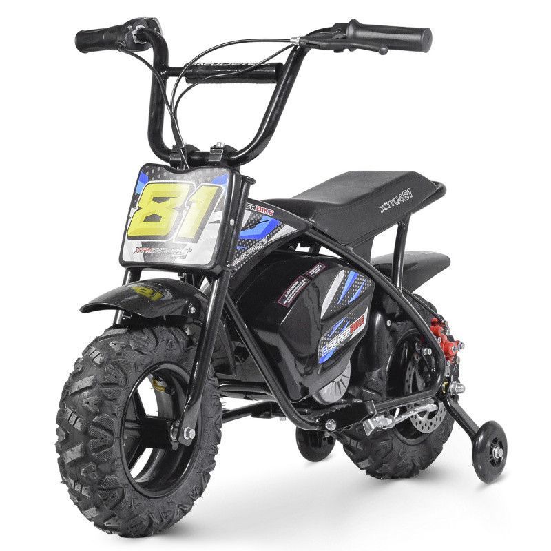 Moto électrique enfant avec petites roues 250W 24V Bleu Strike - Photo n°1