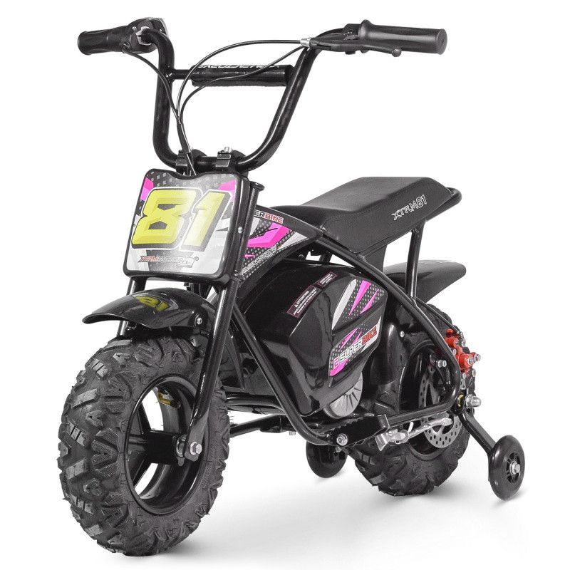 Moto électrique enfant avec petites roues 250W 24V rose Strike - Photo n°1