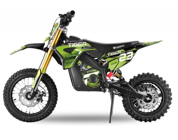 Moto électrique enfant Tiger luxe 1100W Lithium 36V 12/10 vert - Photo n°1