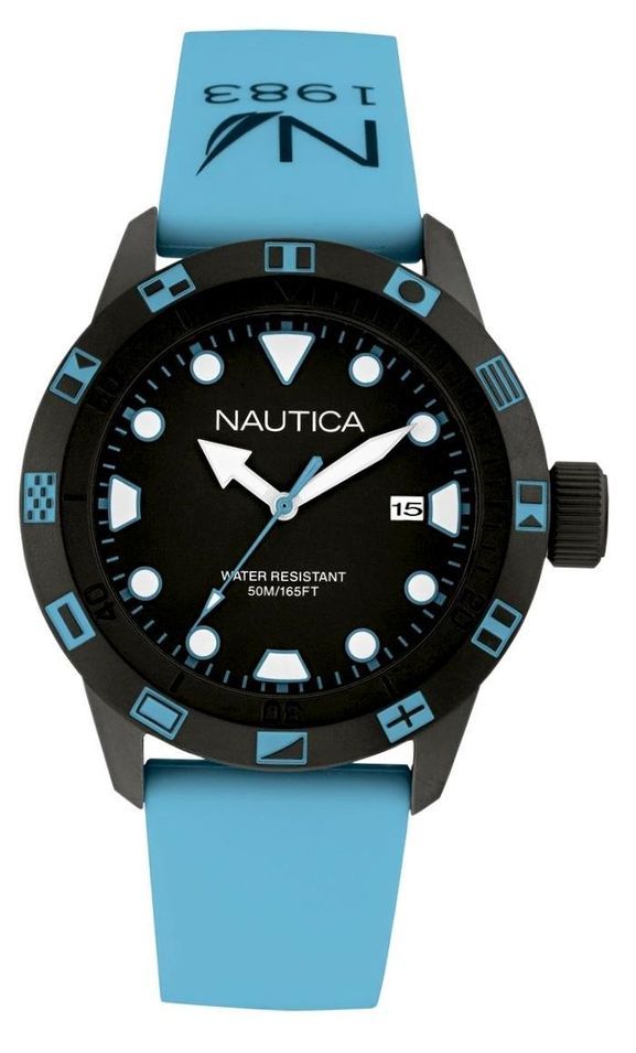 Nautica Nsr 100 Flag Nai10079g - Stainless Steel - Silicon - Date - 44 Mm - 100 Meters - Photo n°1