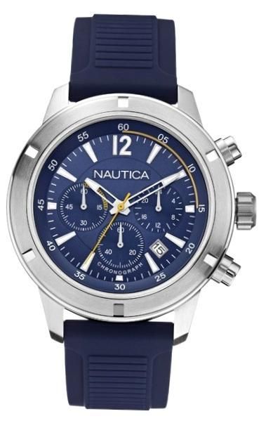 Nautica Nsr 19 Chrono Gent Ss Case Slicone Strap 46mm Wr 10atm A17652G - Photo n°1