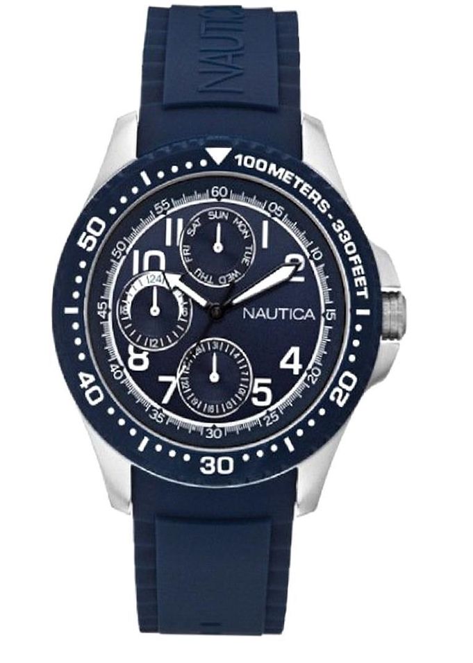 Nautica Nsr 200 A13686g - Stainless Steel - Silicon - Date - Multifunction - 45 Mm - 100 Meters - Photo n°1