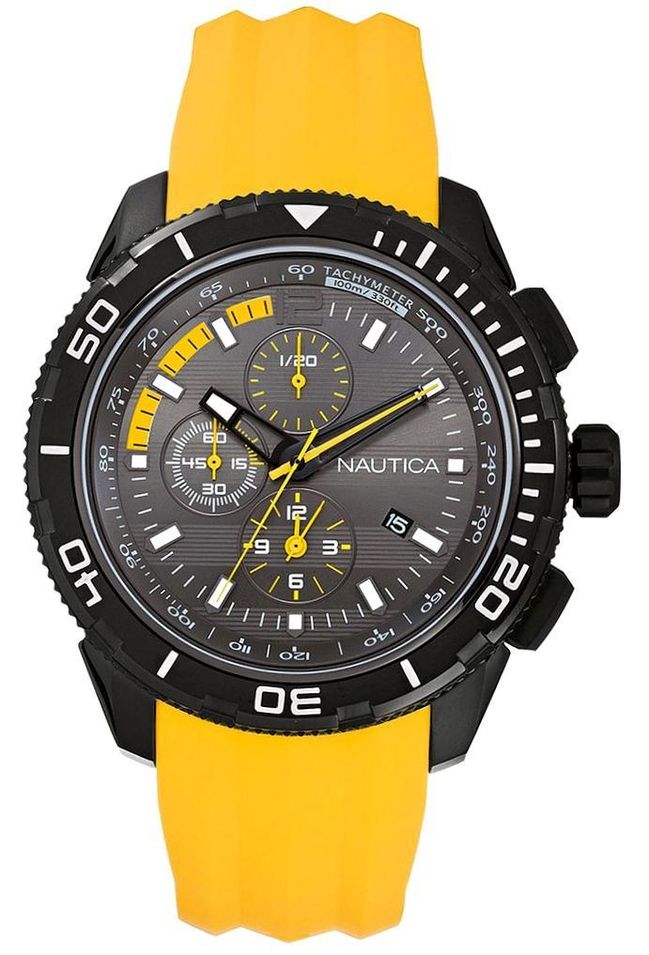 Nautica Nst 101 A19629g - Stainless Steel - Silicon - Multifunction - 45 Mm - 100 Meters - Photo n°1