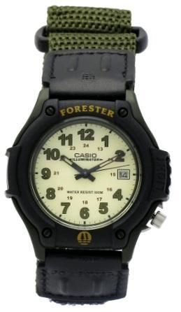 New Casio Forester Ft-500wv-3 Khaki Army Green Leather+cordura Data. Wr 100mt, - Photo n°1