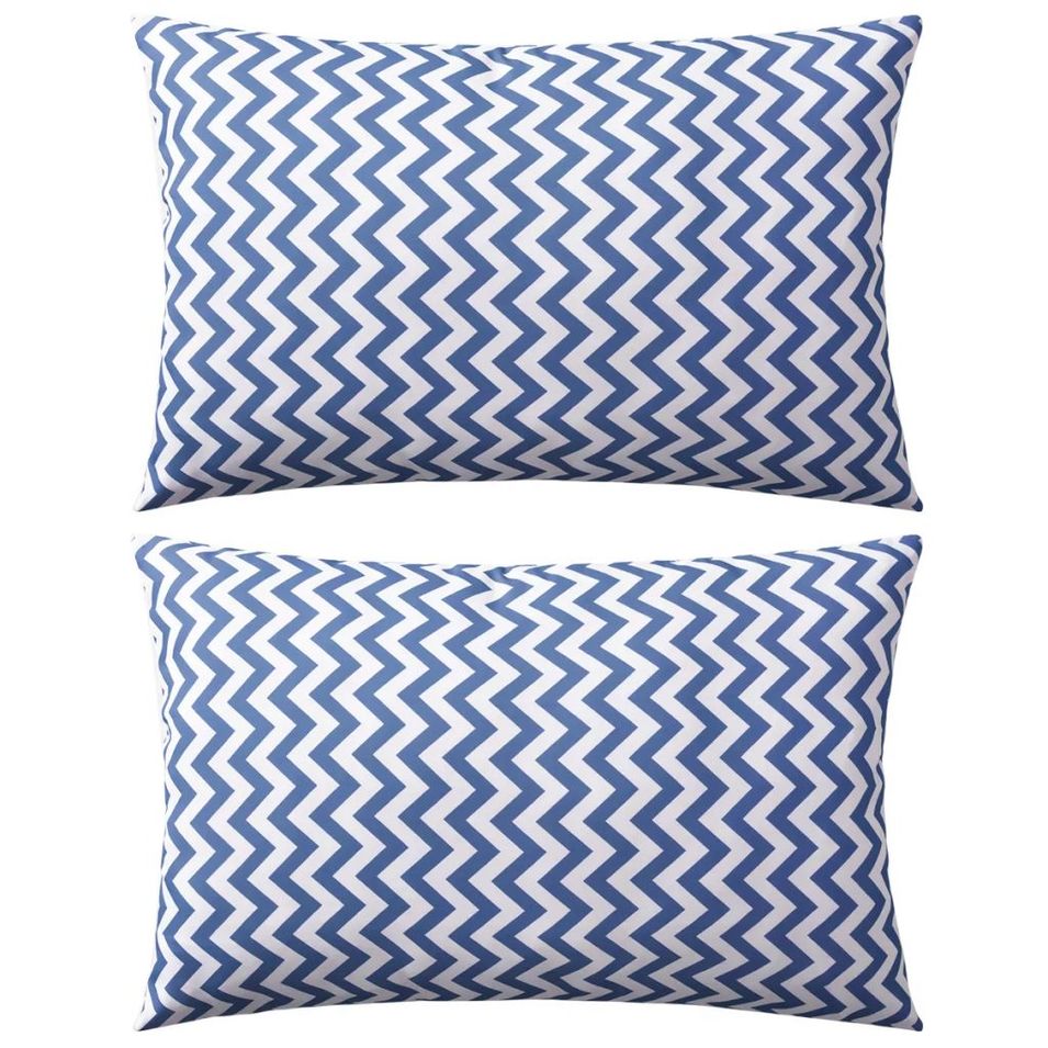 Oreiller d'extérieur 2 pcs Impression Zigzag 60 x 40 cm Bleu - Photo n°1