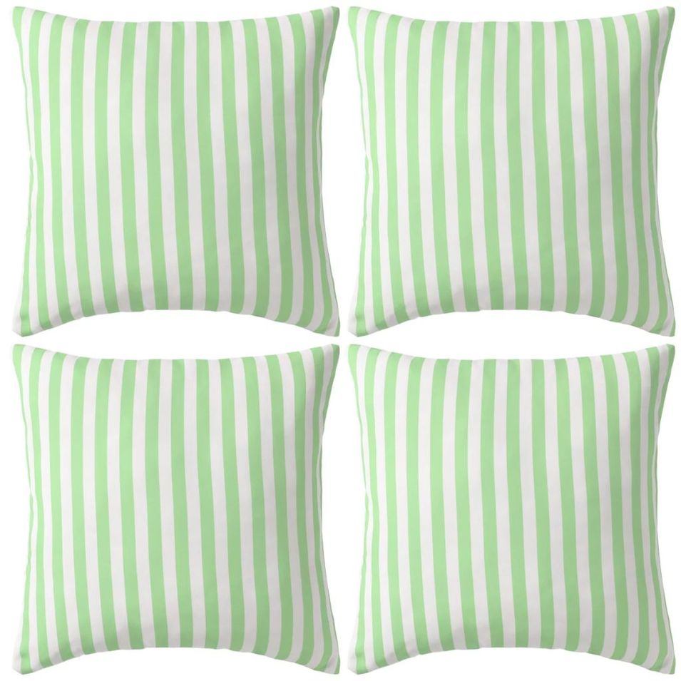 Oreiller d'extérieur 4pcs Impression rayure 45x45 cm Vert pomme - Photo n°1