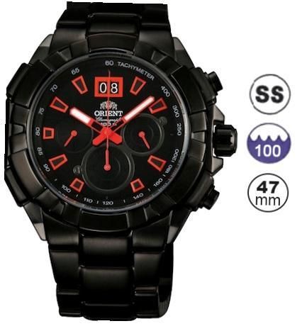 Orient - Enterprise Collection- Chrono -pvd All Black - Red Index - 100mt - 45mm FTV00004B0 - Photo n°1