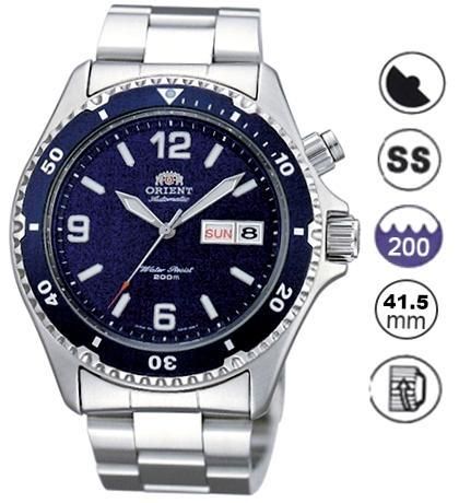 Orient Mako Blue Sub 200m. Automatic 41,5mm, S/s Bracelet FEM65002DV - Photo n°1