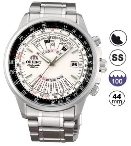 Orient Multi Year Chrono - Automatic - Complex Calendar (day, Date, Month, Year) - S/s Case & Bracelet - White Dial - Mineral Glass - Wr 100m - 44mm FEU07005WX - Photo n°1