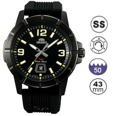 Orient Quartz Sport - Black Ip - Black Rubber Strap - Yellow Index - 43mm FUNE900BB0 - Photo n°1