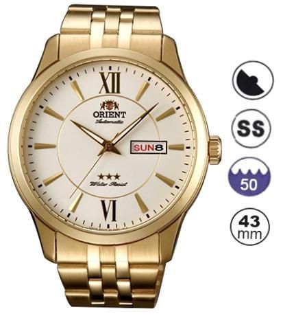 Orient Three Star - 3h -day/date - Gold - Bracelet FEM7P001W9 - Photo n°1