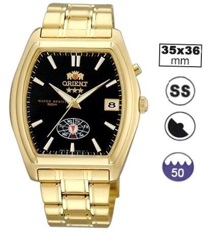 Orient Three Star - 3h - Tonneau- Data - Gold - Black -35mm FEMAV001BS - Photo n°1