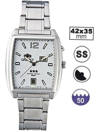 Orient Three Star - 3h- Tonneau - Day/date- S/s -white- 42mm FEMBD003WD - Photo n°1