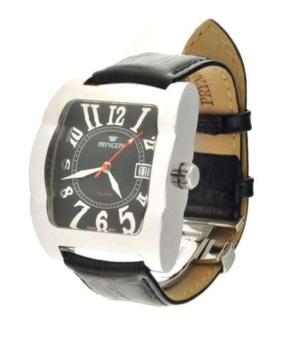 Orologi Prynceps Cint.pelle Cassa Acciaionero A466NERO - Photo n°1