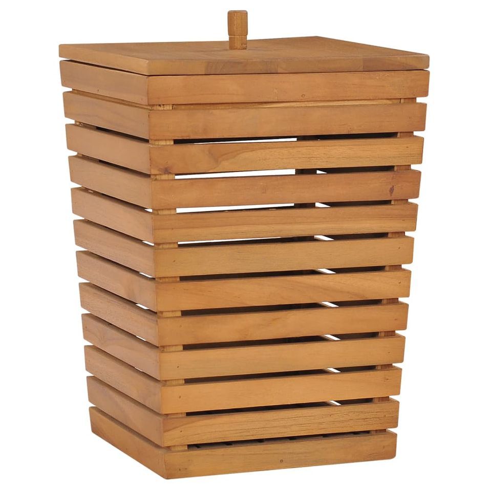 Panier à linge 30x30x45 cm Bois de teck massif - Photo n°1