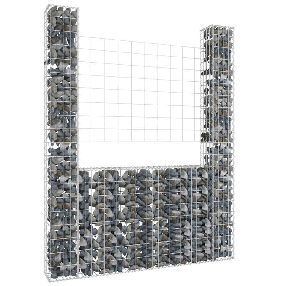 Panier de gabion en forme de U avec 2 poteaux Fer 140x20x200 cm - Photo n°1