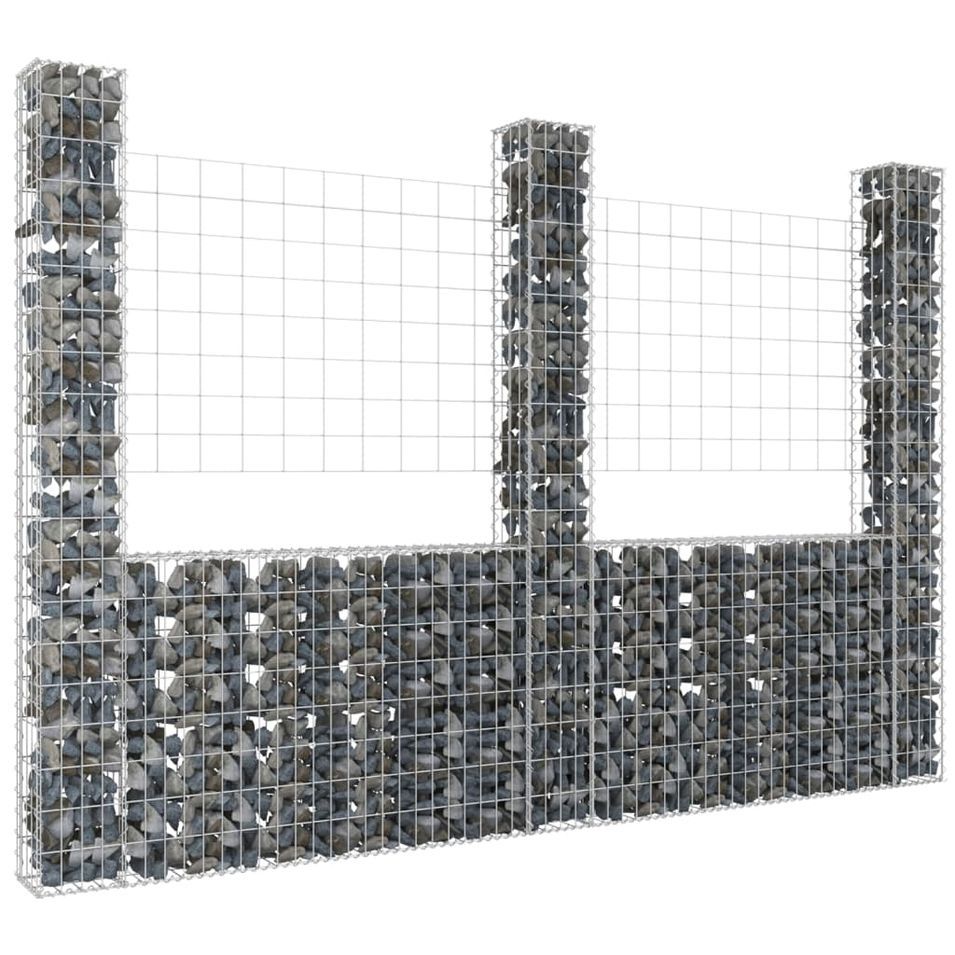Panier de gabion en forme de U avec 3 poteaux Fer 260x20x200 cm - Photo n°1