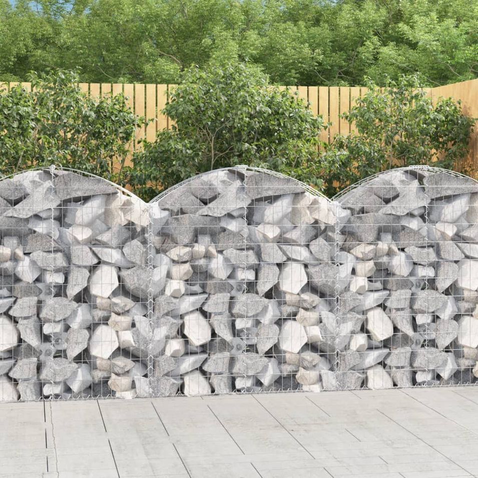 Panier de gabions arqué 100x30x100/120 cm Fer galvanisé - Photo n°1