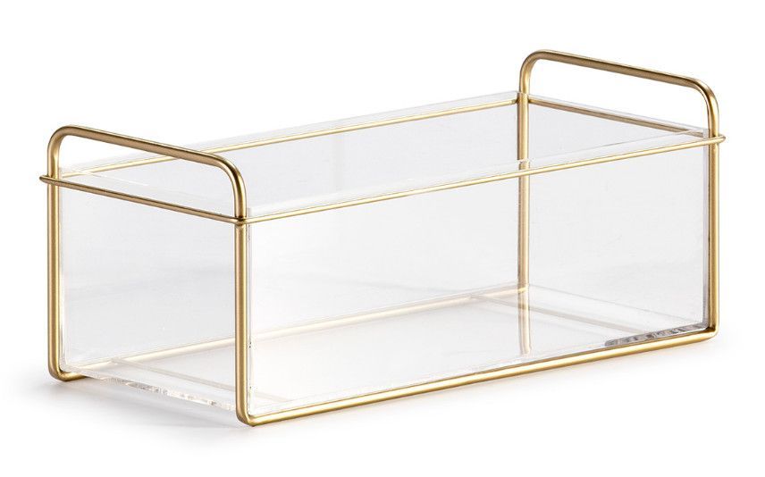 Panier de rangement rectangulaire acrylique et métal doré Vera - Photo n°1