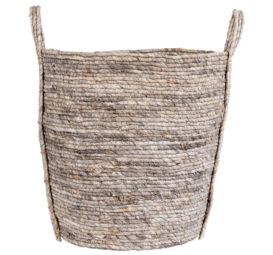 Panier de rangement rond UDINE – Feuille de maïs grise - Photo n°1