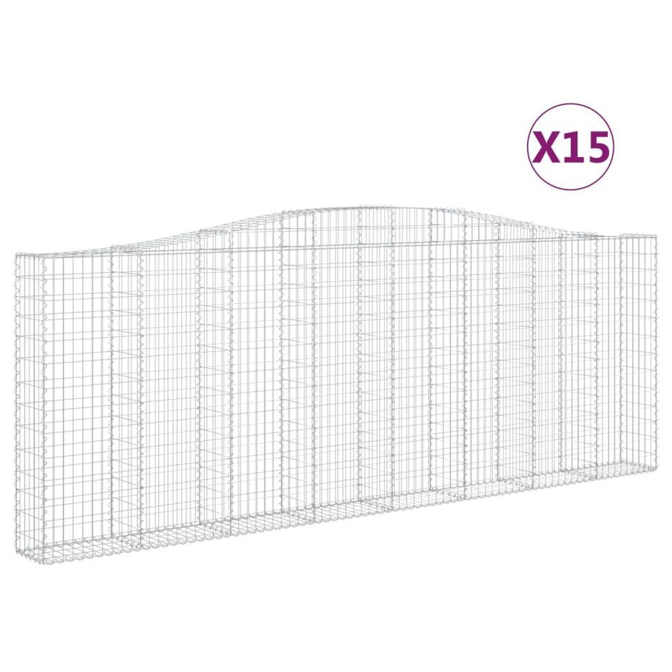 Paniers à gabions arqués 15 pcs 400x30x140/160 cm Fer galvanisé - Photo n°1