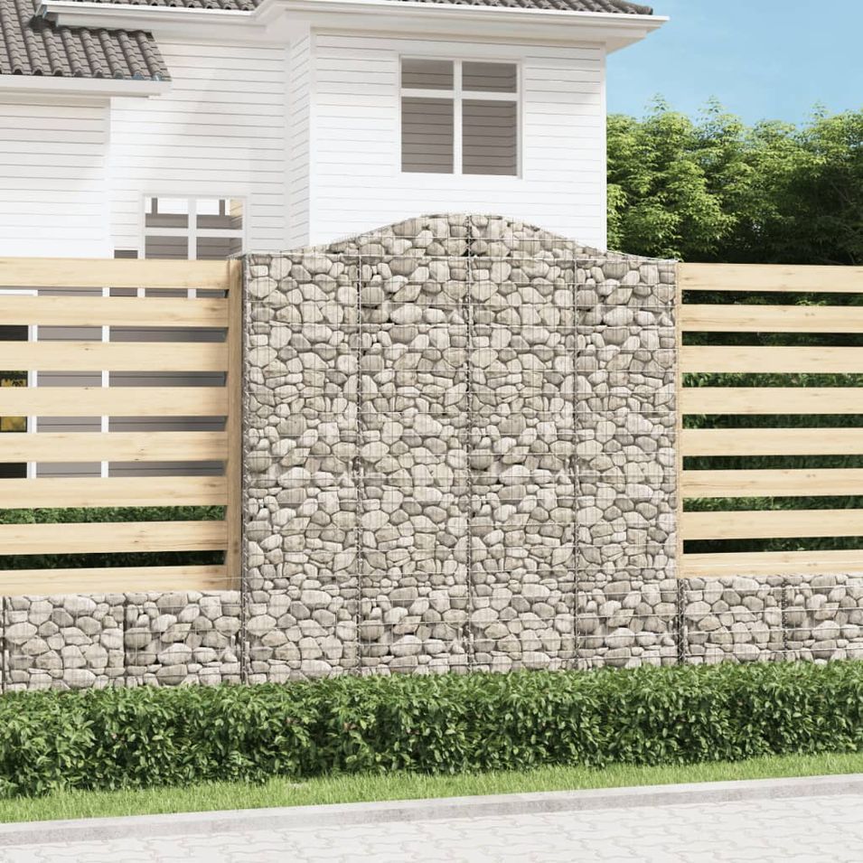 Paniers à gabions arqués 2 pcs 200x30x220/240 cm fer galvanisé - Photo n°1